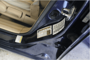 Photo of a driver's door jamb